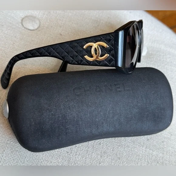 小物 CHANEL Coco Mark Matelasse Sunglasses CHANEL Vintage Sunglasses Coco Mark Matelasse Quilted Black